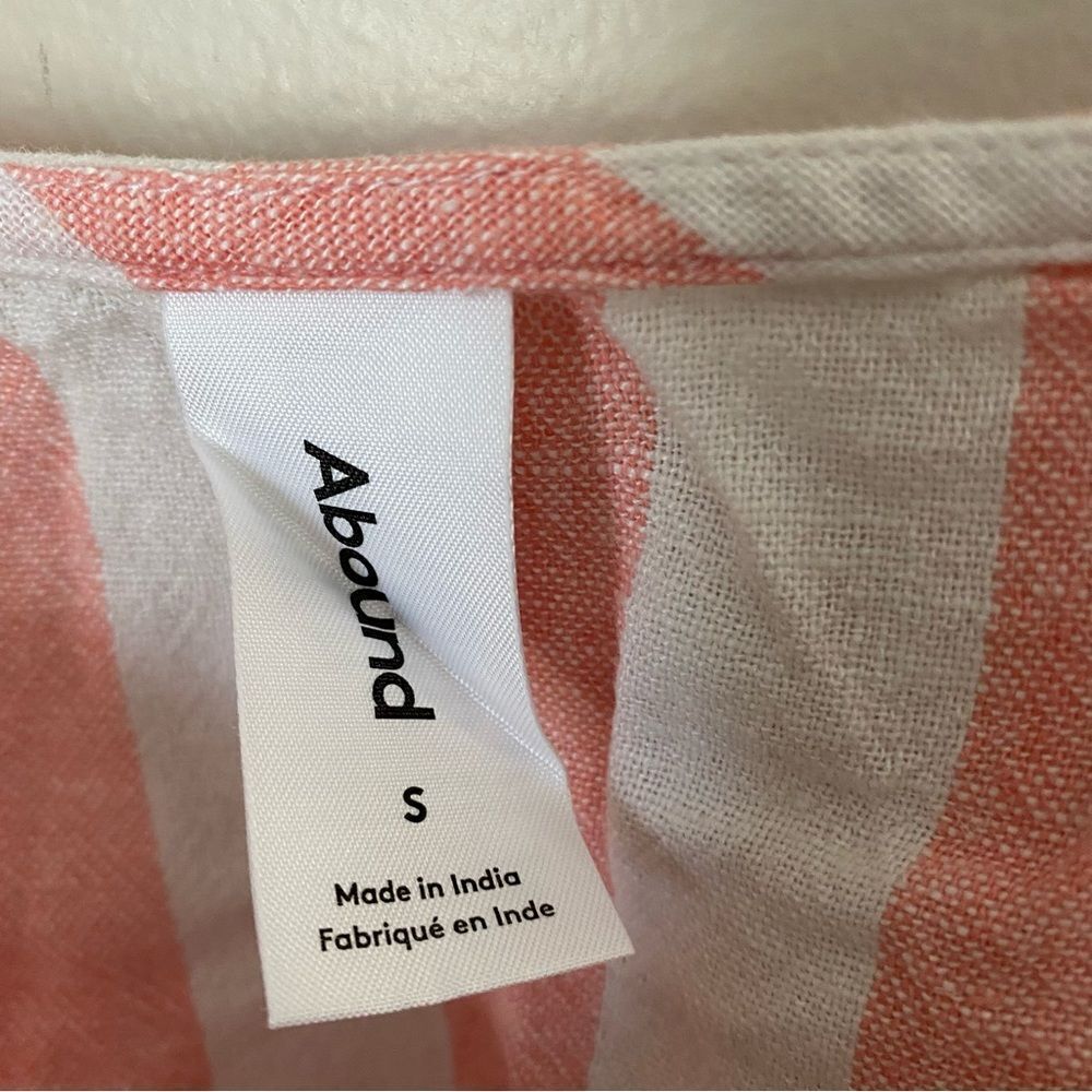 Abound Tank Top Cropped Stripes Pink White Vertical Neutral Linen Rayon Casual - Picture 4 of 6